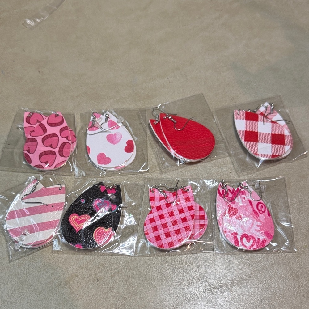 Heart Pattern Earrings Set of 8